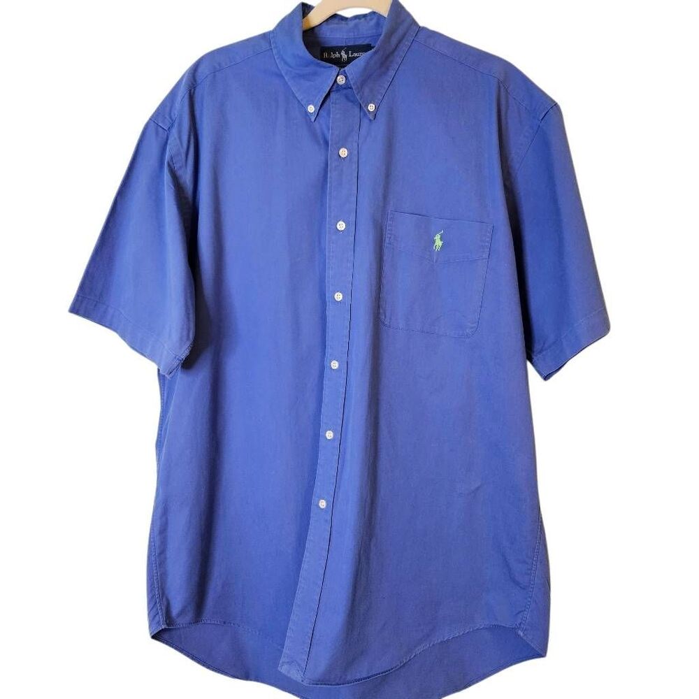 Ralph Lauren blue cotton short sleeved shirt. L.   #976